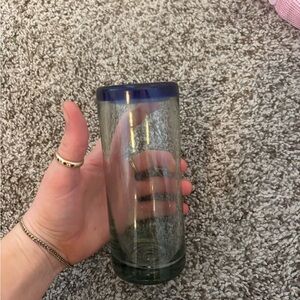 Elegant Blue Rim Glass Vase